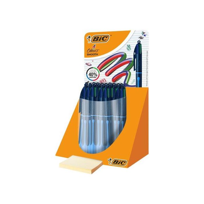 Boligrafo De 4 Colores Bic Smooth Drop Expositor De 30