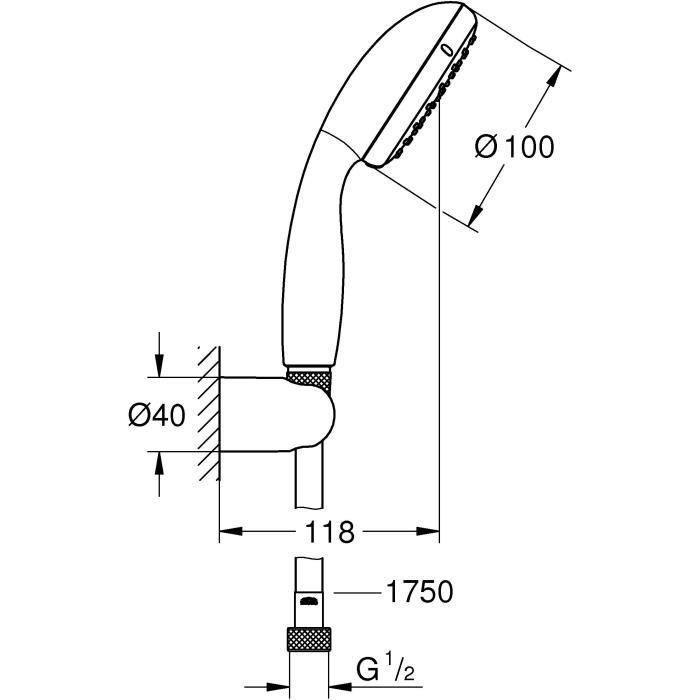 GROHE - Juego de ducha de 1 chorro con soporte de pared - 5,7 l 2