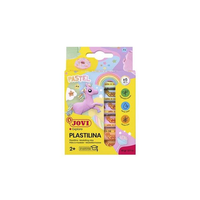 Jovi Plastilina 90 Estuche 6 Barras Colores Pastel Surtidos 15g Pasta Vegetal Moldeable No Seca Para Niños +3 Años