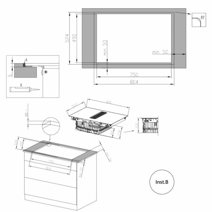 Placa de Inducción con Extractor integrado Cecotec Bolero Squad IH 4800 TotalFlex80 7400 W 8 Placa de Inducción con Extractor integrado Cecotec Bolero Squad IH 4800 TotalFlex80 7400 W 8