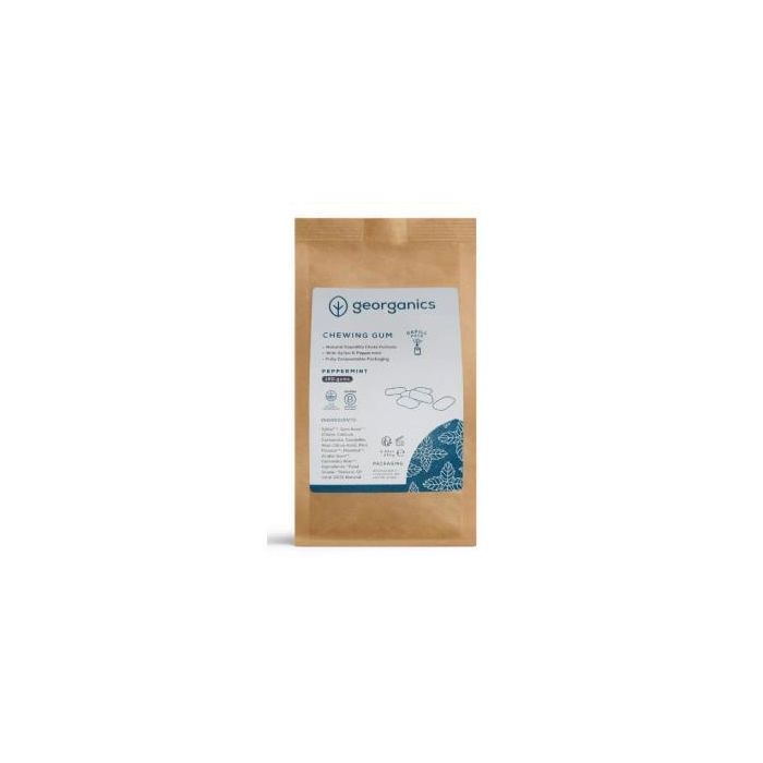 GEORGANICS Chicle Natural de Menta con Xilitol para el Aliento y Dientes Sanos, sin Azúcar, 140 Unidades