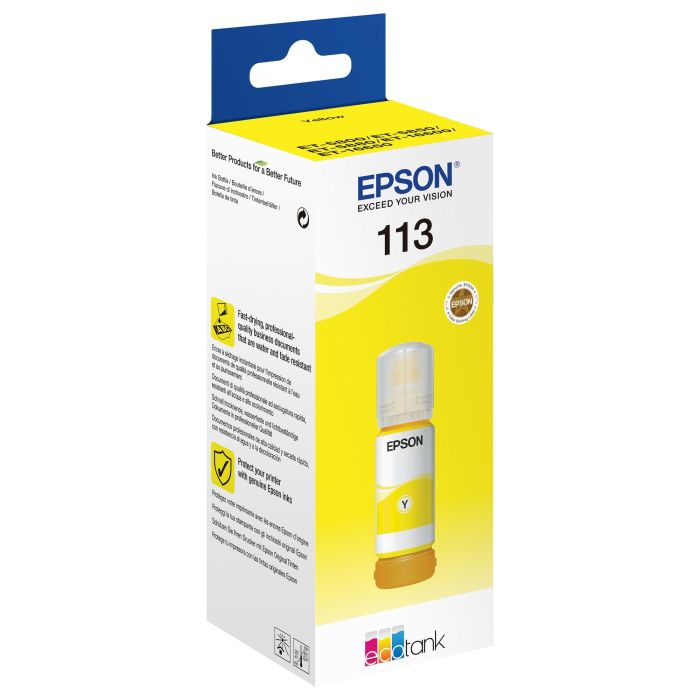 Epson Tinta Botella Amarillo 113 EcoTank 127ml para ET-5850, ET-5800, ET-16650, ET-16600, ET-5880, ET-5170 1