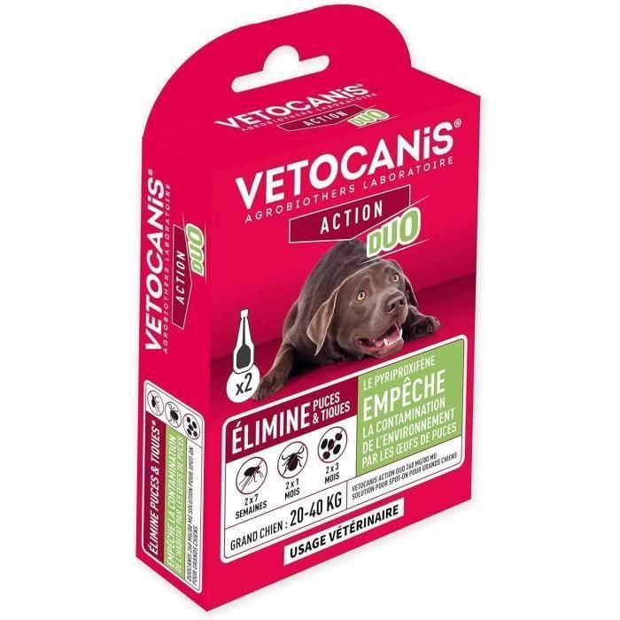 VETOCANIS Pipette Action Duo Spot on - Repelente de pulgas y garrapatas para perros grandes - Juego de 2 pipetas VETOCANIS Pipette Action Duo Spot on - Repelente de pulgas y garrapatas para perros grandes - Juego de 2 pipetas