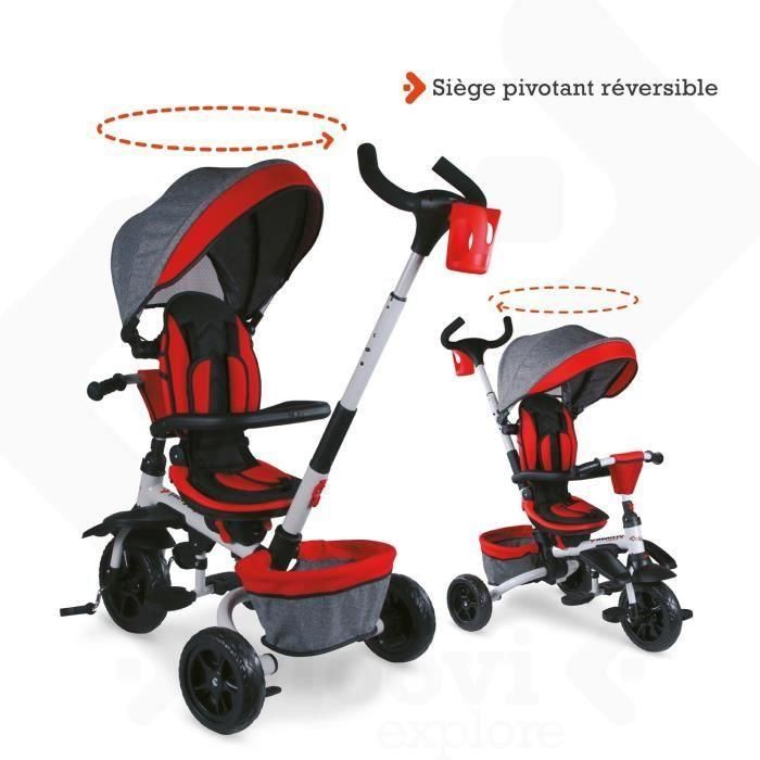 MONDO Triciclo evolutivo convertible y plegable con asiento giratorio - On & Go Moovi Explore - Rojo - 12 meses y más 5