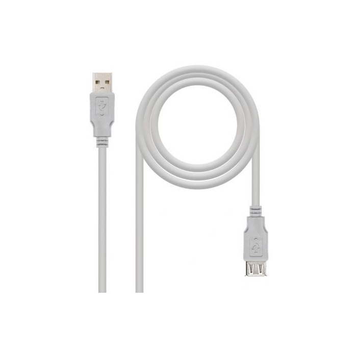 Cable Alargador USB 2.0 Nanocable 10.01.0204/ USB Macho - USB Hembra/ 3m/ Beige 1
