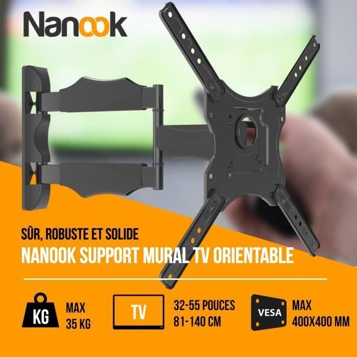 NANOOK Soporte de pared giratorio para televisores de 32 a 55 pulgadas - Inclinable - Soporte de pared para televisores LCD, LED, QLED y OLED 1