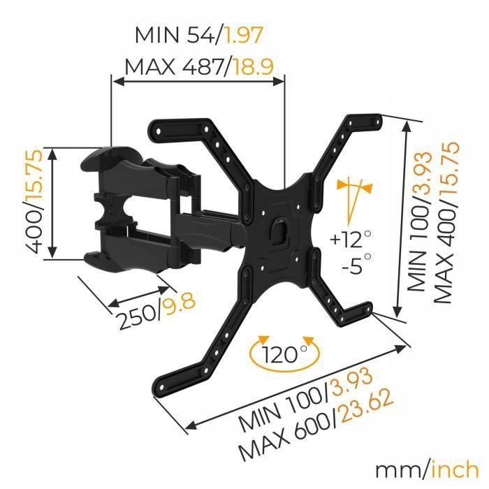 NANOOK Soporte de pared giratorio para televisores de 40 a 65 pulgadas - Inclinable - Soporte de pared para televisores LCD, LED, QLED y OLED 5