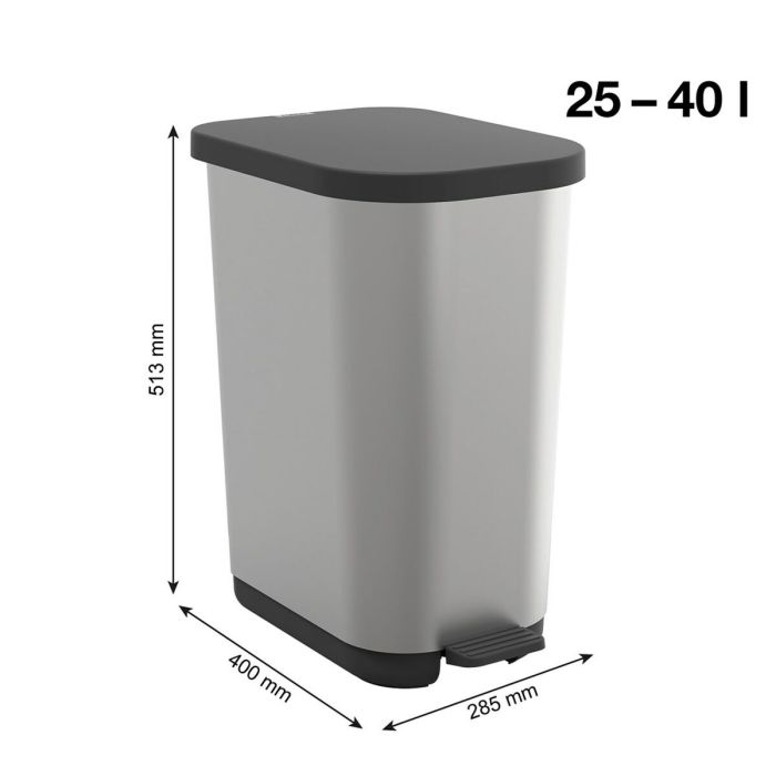 Cubo de basura Rotho Ribo Silver Plata Plástico 35 L 6 Cubo de basura Rotho Ribo Silver Plata Plástico 35 L 6