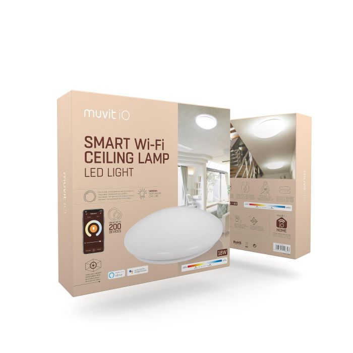 LÁMPARA DE TECHO MUVIT IOT MIOCLA001 - WiFi - 18W - 1400LUM - COMPATIBLE CON ASISTENTE DE VOZ 3 LÁMPARA DE TECHO MUVIT IOT MIOCLA001 - WiFi - 18W - 1400LUM - COMPATIBLE CON ASISTENTE DE VOZ 3
