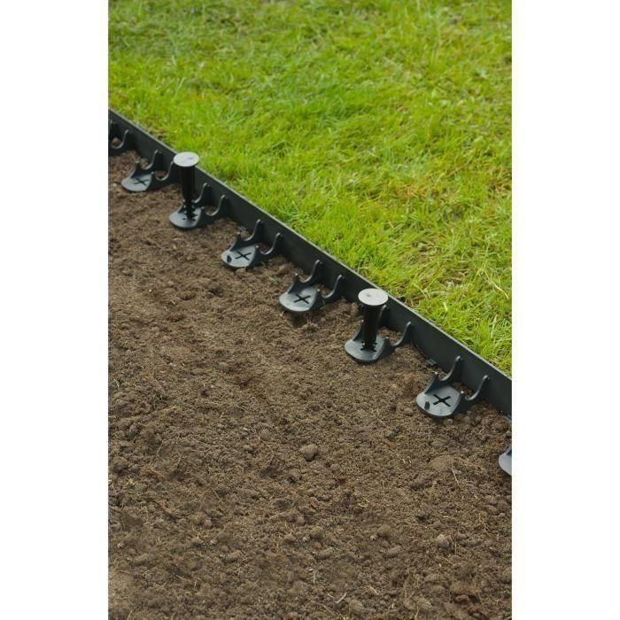 NATURALEZA Borde del césped en polipropileno y polietileno - 16 anclajes - H 4.5 x (4 x L100) cm - Negro 3