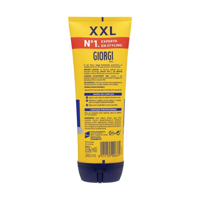 Giorgi Line EXTRAFUERTE gel fijador nº3 para peinado perfecto, 240 ml, sin siliconas, con Vitamin Tech 6 Giorgi Line EXTRAFUERTE gel fijador nº3 para peinado perfecto, 240 ml, sin siliconas, con Vitamin Tech 6