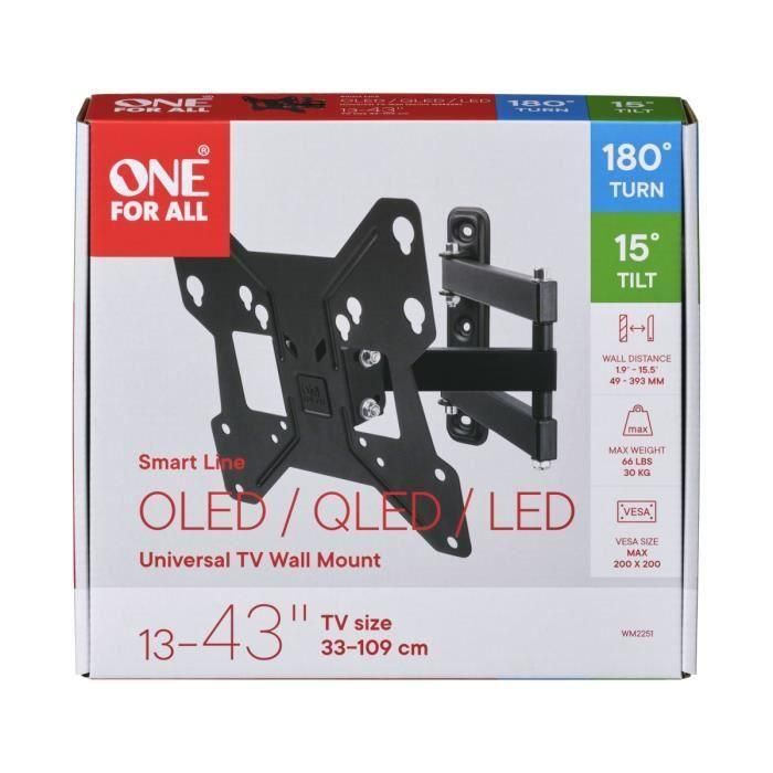 One For All WM2251 Soporte de pared para TV con ajuste inclinación 15° y rotación 180° para 13-40" (33-102 cm) LED/LCD Negro 30kg 4
