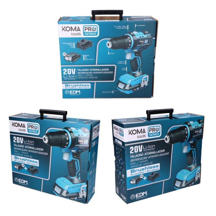 Koma Tools 20v-tab-k Kit Taladro Atornillador Brushless 20V Li-ion 45 Nm con 2 Baterías y Cargador 4