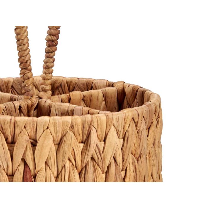 Giftdecor Cubertero Redondo de Paja con 4 Huecos, Jacinto Acuático y Metal, Marrón, 20x30x20 cm (Set de 12) 3