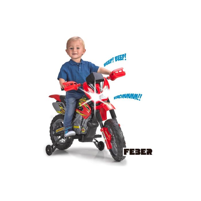 Feber 400F Moto Batería Cross 6V Litio con Luz y Sonidos, Dimensiones 74x50x27 cm, para Niños 3-5 Años, Pilas Incluidas 2 Feber 400F Moto Batería Cross 6V Litio con Luz y Sonidos, Dimensiones 74x50x27 cm, para Niños 3-5 Años, Pilas Incluidas 2