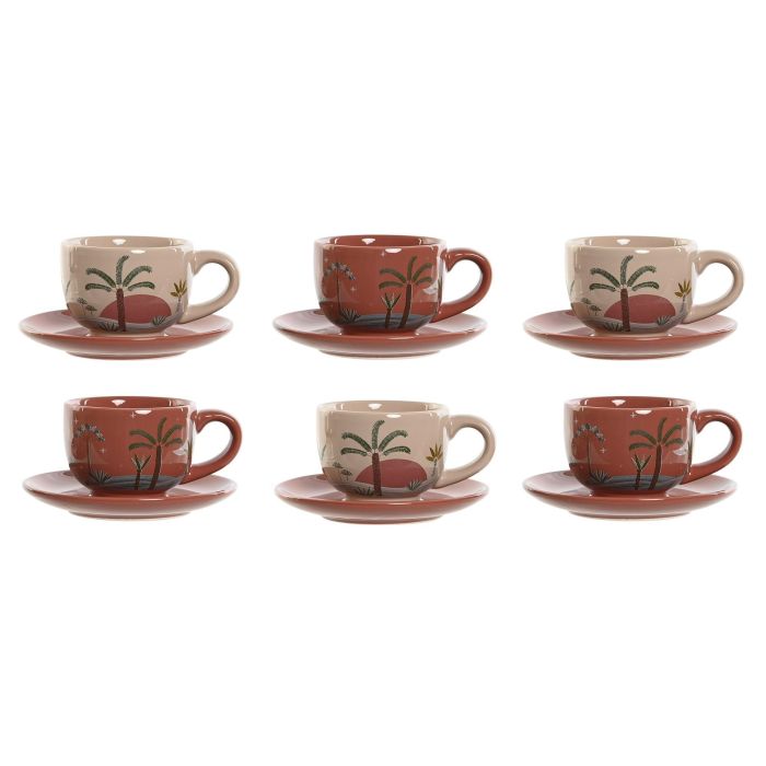 Cafe Boho DKD Home Decor Terracota Beige 18 x 20 x 20 cm Set de 6 1