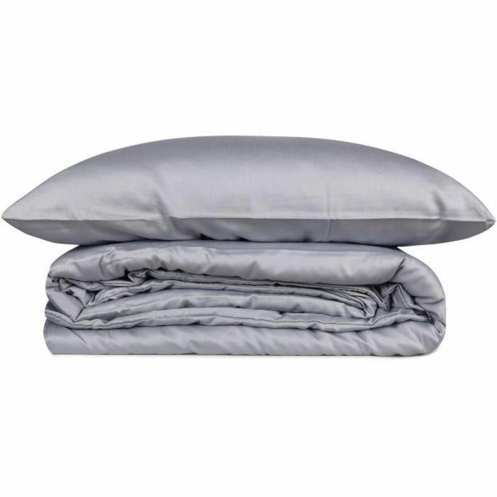Juego de Cama MEN8681875218565 - 100% Algodón Satén - Funda Nórdica 220x240 cm + 2 Fundas Almohada 60x60 cm - Gris 3