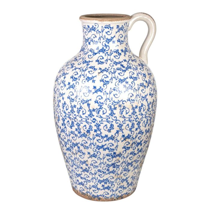 Jarrón Romimex Azul Blanco Porcelana 40 x 70 x 40 cm Con asa