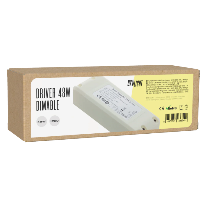 BX3 LIGHT Driver LED DALI CM-48VADDR-EMI 40W 50-76VDC 600mA Filtro EMI Integrado Clase II para Iluminación Profesional