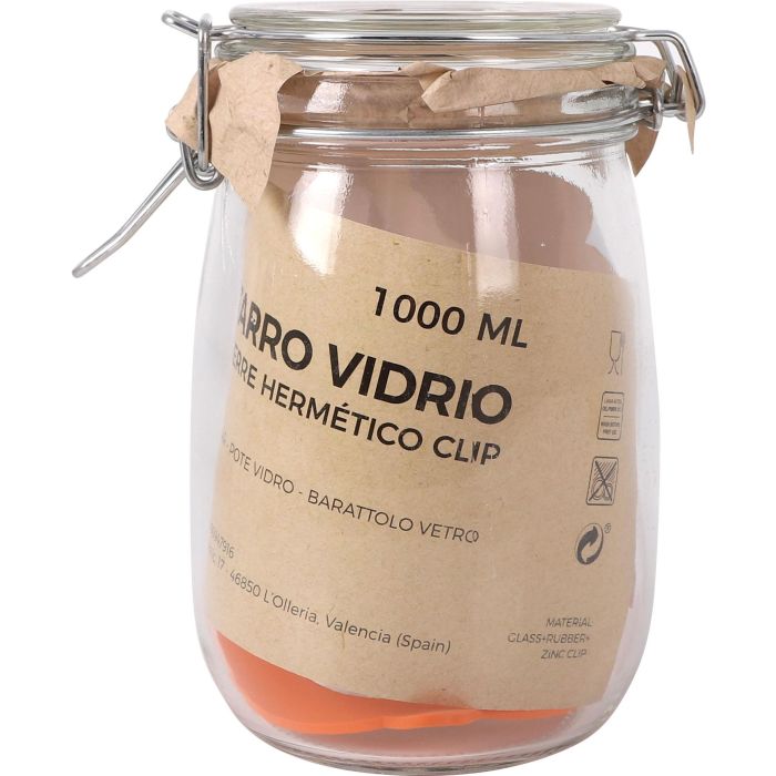 Tarro Hermético de Vidrio con Cierre Clip 1000 ml - La Mediterranea (12 Unidades) 8 Tarro Hermético de Vidrio con Cierre Clip 1000 ml - La Mediterranea (12 Unidades) 8