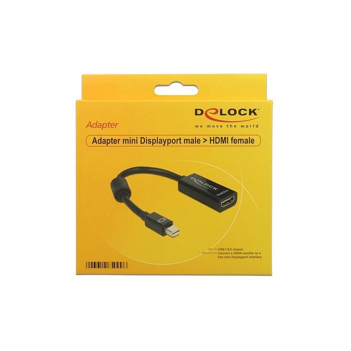 DeLOCK Adaptador Mini DisplayPort Macho a HDMI Hembra, 0.18m, Negro 1