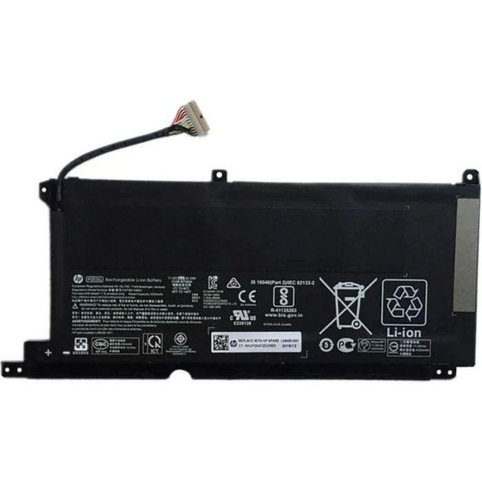 HP Lithium-ion laptop battery, 52.5Wh capacity, 11.55V voltage, 3 cells, compatible with HP Pavilion Gaming 15-DK series. HP Lithium-ion laptop battery, 52.5Wh capacity, 11.55V voltage, 3 cells, compatible with HP Pavilion Gaming 15-DK series.