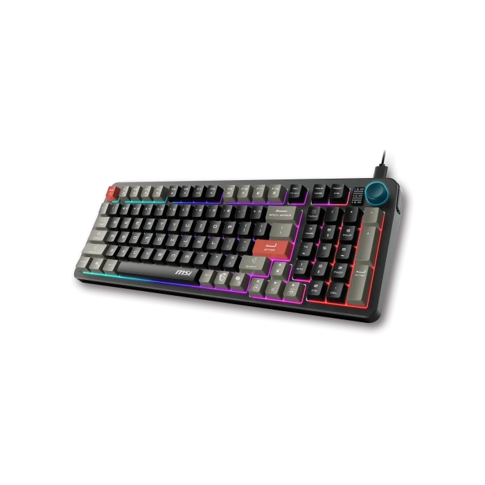 MSI FORGE GK110 Teclado Gaming ES con Retroiluminación LED, Antighosting 26 Teclas, Interruptores de Membrana, Cable USB-C Desmontable, para Windows 11, Negro