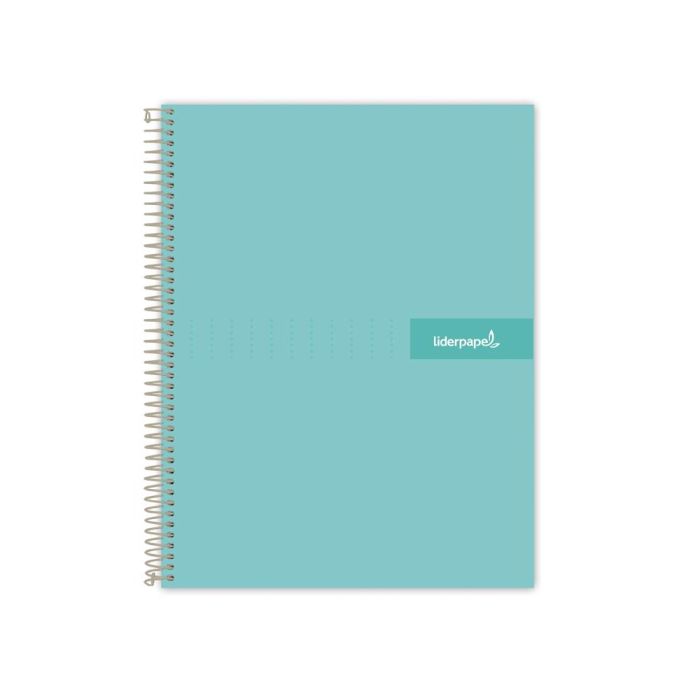 Cuaderno Espiral Liderpapel A4 Micro Crafty Tapa Forrada 120H 90 gr Cuadro 5 mm 5 Bandas 4 Taladros Color Turquesa 1