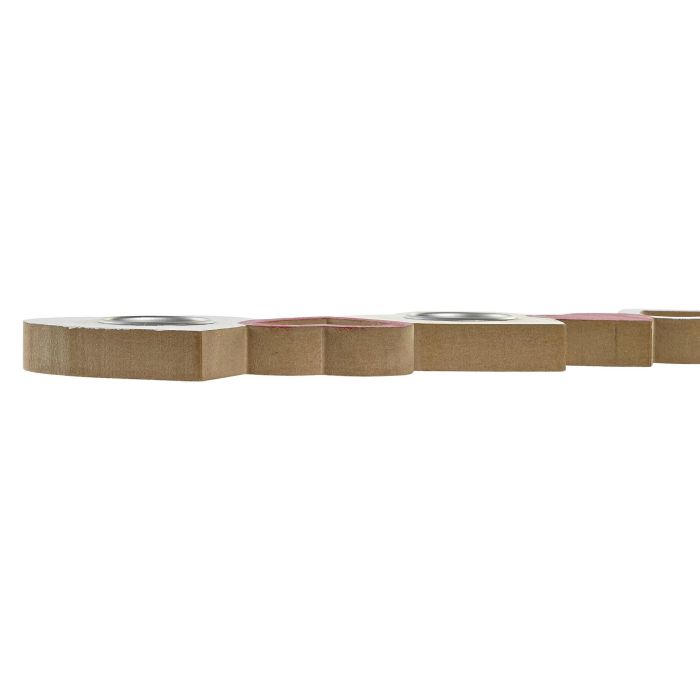 DKD Home Decor Decoración Navidad Tradicional de Madera, con 3 Velas, Colores Blanco y Rojo, 39.5x9x2 cm (Set de 6 Unidades) 2