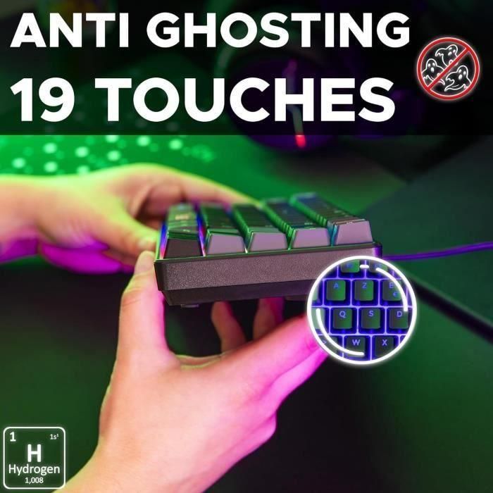 Teclado Gaming - THE G-LAB - KEYZ-HYDRO-BKG/FR - 60% Membrana 2 colores Teclas Negro + Gris 5 Teclado Gaming - THE G-LAB - KEYZ-HYDRO-BKG/FR - 60% Membrana 2 colores Teclas Negro + Gris 5