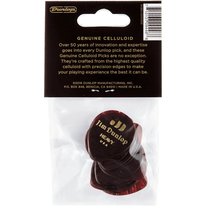 DUNLOP Pack 12 Púas Genuine Celluloid Teardrop Shell - Heavy 4