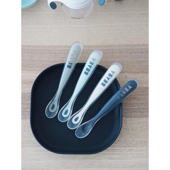 Béaba Set de 4 cucharas primera comida Silicona suave Rainbow 1
