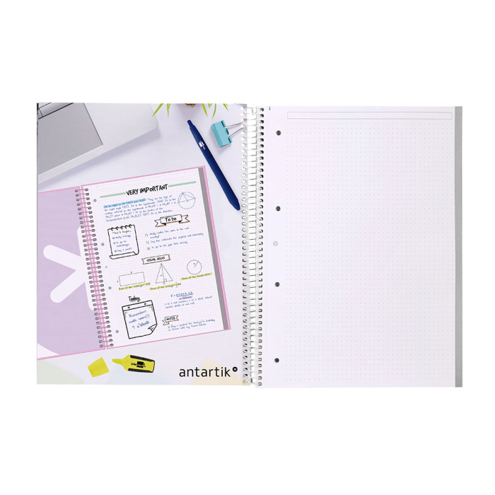 Antartik Cuaderno espiral A4 micro dots tapa forrada 80 hojas 90 gr rayado puntos celeste 2