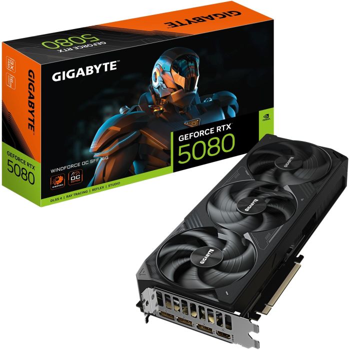 GIGABYTE GV-N5080WF3OC-16GD GeForce RTX 5080 WINDFORCE OC SFF Tarjeta Gráfica 16GB GDDR7 PCI-E 5.0