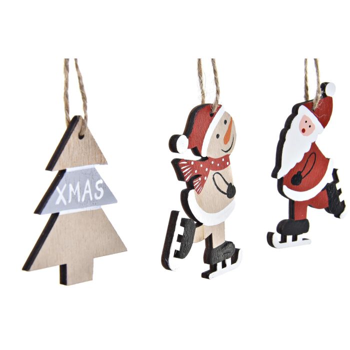 Decoracion Colgante Navidad Tradicional DKD Home Decor Rojo Blanco 7.7 x 1.5 x 21 cm Set de 3 (2 Unidades) 2