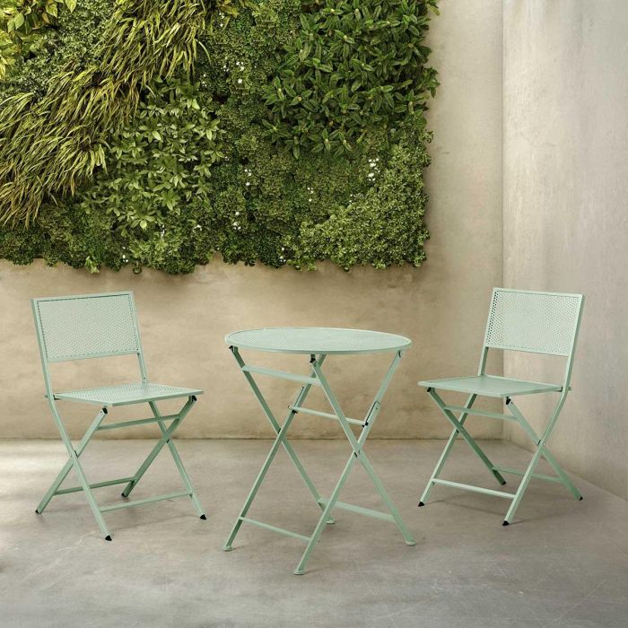 Set Mesa y 2 Sillas Verde Ibergarden - Mesa 60x60x70.5 cm, Silla 41x51x79 cm 2