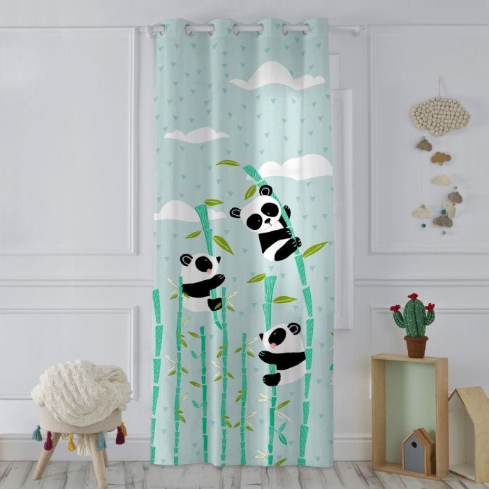 Cortina HappyFriday Moshi Moshi Panda Garden Azul 140 x 265 cm 2