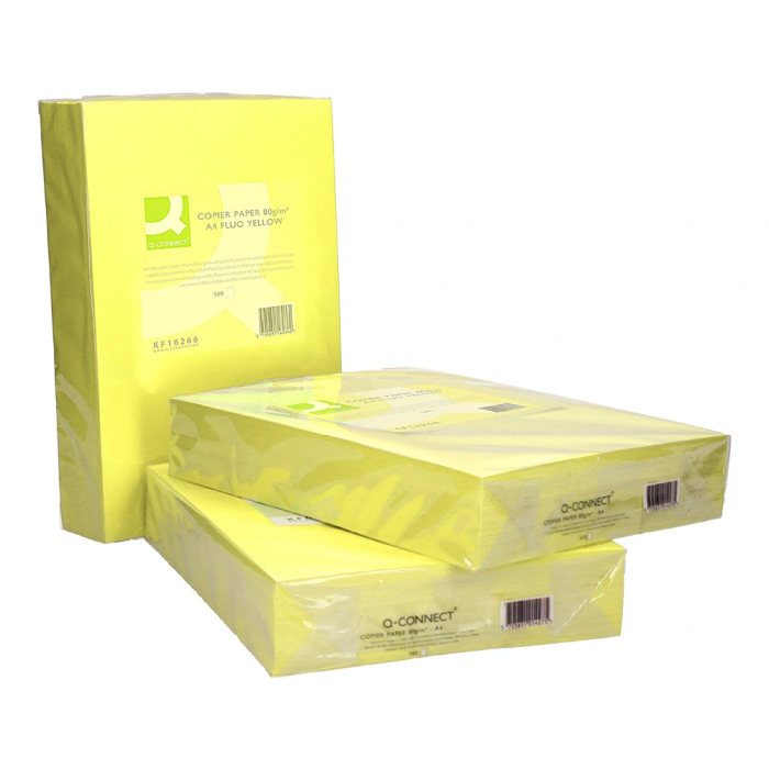 Q-connect Papel Color Din A4 80gr Amarillo Neón Paquete 500 Hojas 4