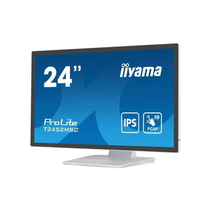 Monitor Iiyama 24" White Bonded Pcap 10P Touch, 1920X1080, Ips-Panel, Flat Bezel Free Glass Front, Hdmi, Displayport, 360Cd/M² (With Touch), Usb Hub 2X 3.0, Speakers (T2452MSC-W1) 4 Monitor Iiyama 24" White Bonded Pcap 10P Touch, 1920X1080, Ips-Panel, Flat Bezel Free Glass Front, Hdmi, Displayport, 360Cd/M² (With Touch), Usb Hub 2X 3.0, Speakers (T2452MSC-W1) 4