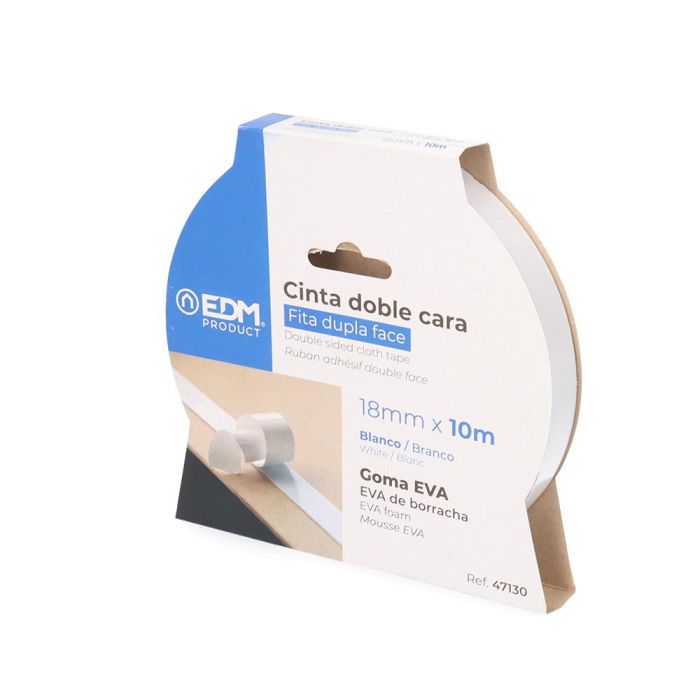 Edm Cinta doble cara 10 m x 18 mm goma eva extra fuerte blanco 2 Edm Cinta doble cara 10 m x 18 mm goma eva extra fuerte blanco 2