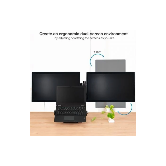 Tooq Soporte de Mesa para 2 Pantallas Hasta 32", Doble Brazo VESA 100x100, Inclinación +45°, Rotación 180°, Color Negro Tooq Soporte de Mesa para 2 Pantallas Hasta 32", Doble Brazo VESA 100x100, Inclinación +45°, Rotación 180°, Color Negro