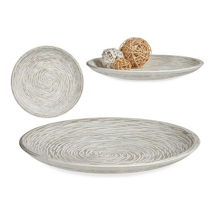 Plato Decorativo Gift Decor Blanco Madera MDF 34,5 x 3 x 34,5 cm 29,5 x 2,7 x 29,5 cm Espirales