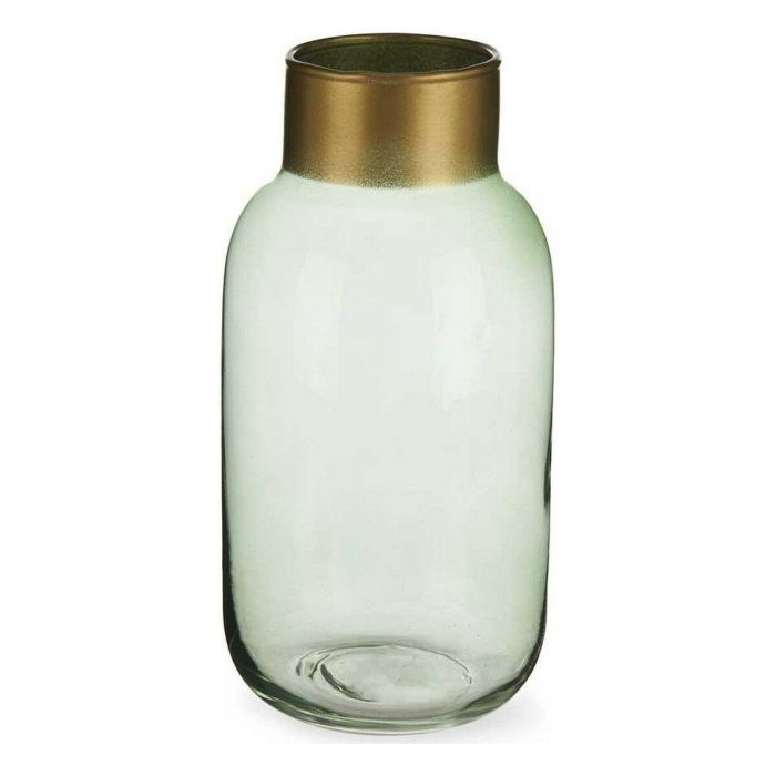 Giftdecor Jarrón de Cristal Liso Oro Pequeño Verde 11.5x24x11.5 cm (6 Unidades)