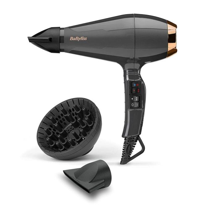 BaByliss 6719 Secador de Pelo Profesional 2200W Motor AC 115 km/h Iónico Difusor, 2 Boquillas, Aire Frío, 2 Temp/Vel 17