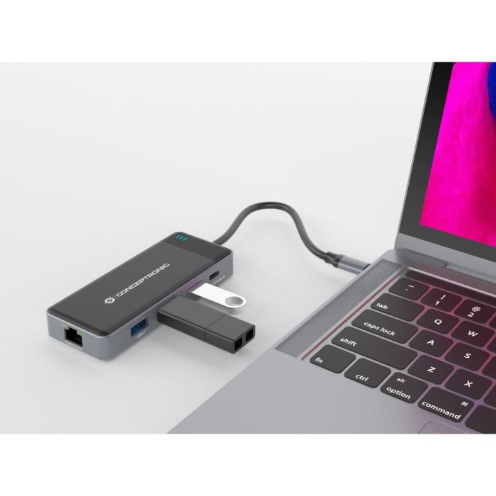 Conceptronic DONN14G Adaptador USB-C Multipuerto 7 en 1 a HDMI 4K, USB-C PD 100W, USB 3.0, GbE 7