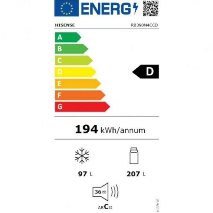 Frigorífico combinado Hisense RB390N4CCD Acero (186 x 60 cm) 1