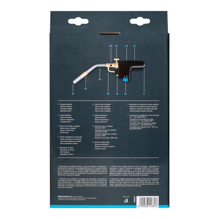 Desa Soplete gas M1 turbo - usa 1 plg dsgas-pro con botella 400g, boquilla Ø16mm, encendido piezoeléctrico, 360°, soldadura 3 Desa Soplete gas M1 turbo - usa 1 plg dsgas-pro con botella 400g, boquilla Ø16mm, encendido piezoeléctrico, 360°, soldadura 3