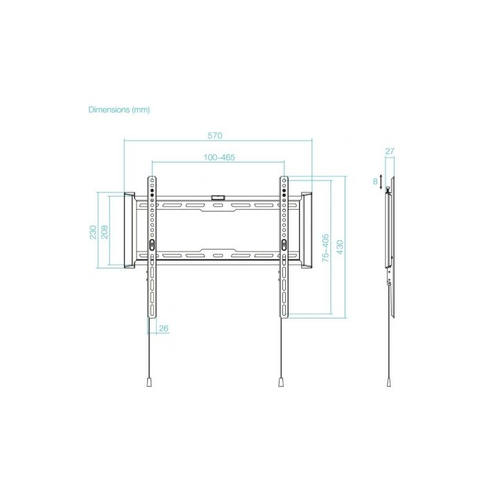 Soporte de Pared Fijo TooQ LP1073F-B para TV de 32-70"/ hasta 75kg 3