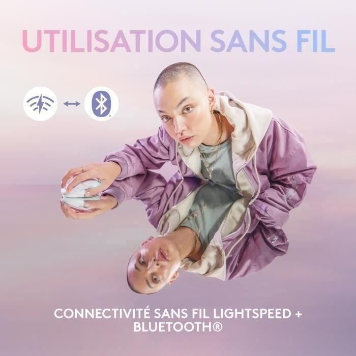 Logitech G G705 - Ratón Gaming Inalámbrico LIGHTSPEED y Bluetooth, LIGHTSYNC RGB, Compacto para Manos Pequeñas - Niebla Blanca 2