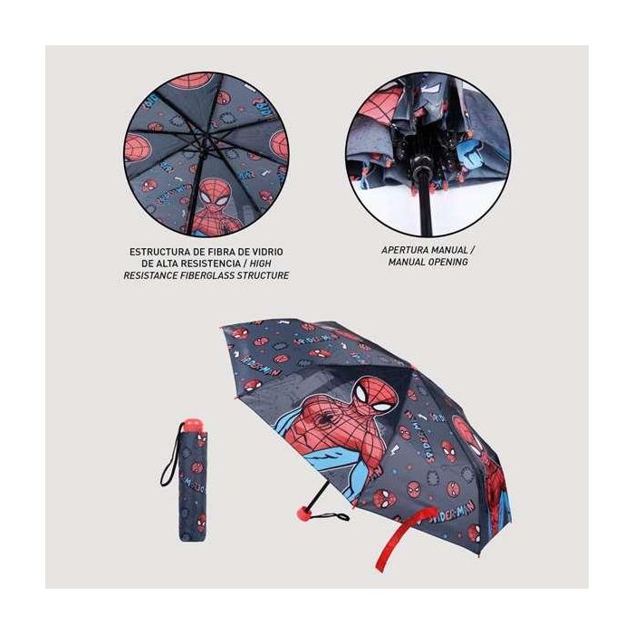 Cerdá Spiderman Paraguas Manual Plegable Escolar 50 cm para Niños y Niñas de 2 a 8 años. 100% Poliéster Resistente 2